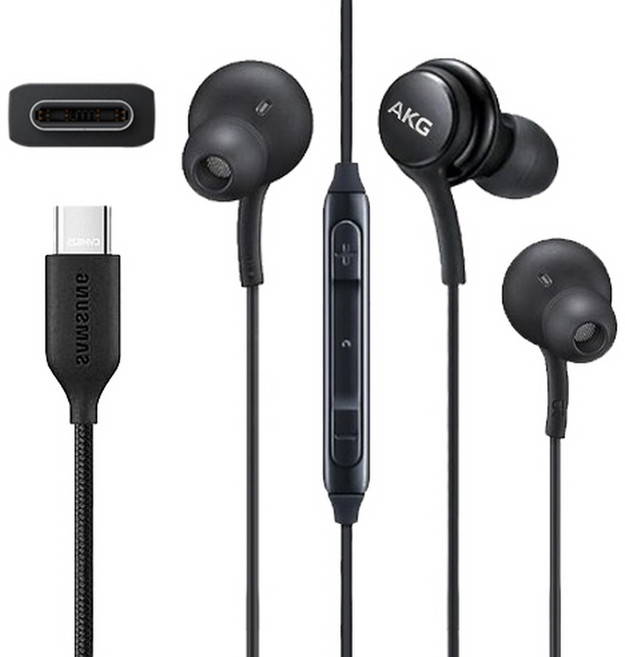 (AHA)삼성 C타입 AKG 정품 유선이어폰 갤럭시 스마트폰 S20 S21 S22 S23 S24 S25 Z플립 Z폴드 전기종 노트10 노트20 인강용 게임용, 블랙