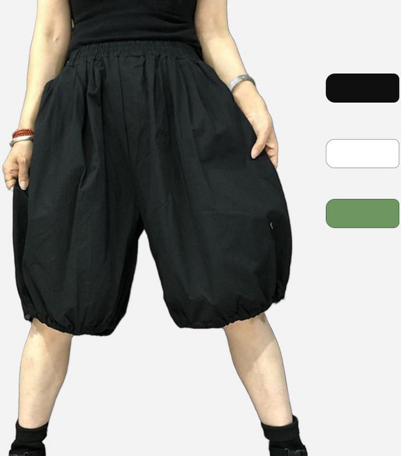 M-4XL 빅사이즈 데일리 항아리핏 얇은팬츠 5부바지 간절기 허리밴딩 슬랙스 3컬러