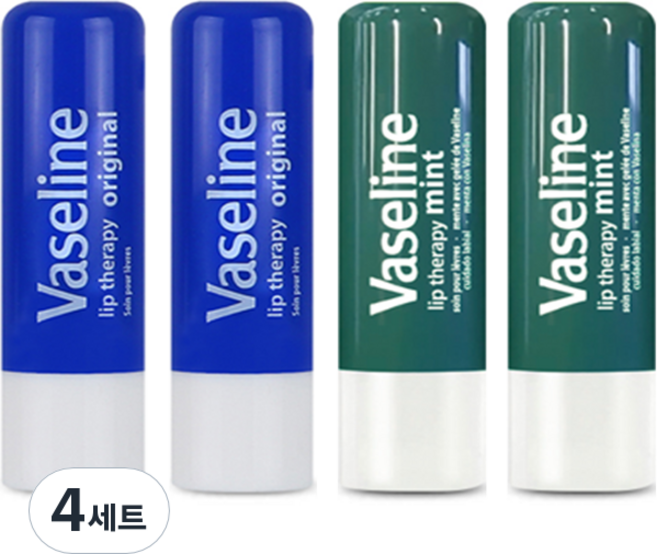 바세린 립 오리지널 민트 립밤 2종 세트, 오리지널 , 민트, 4.8g, 4개