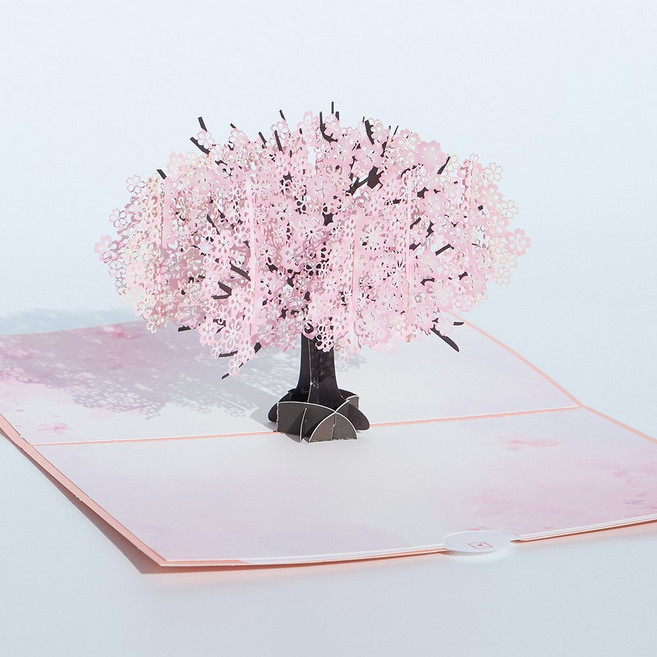 VITALO 3D 입체 팝업 축하카드 생일 기념일 메시지 카드 이벤트 선물 카드, 1개, 벚꽃나무