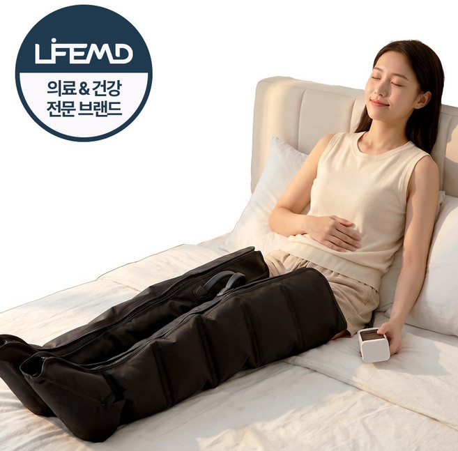 라이프엠디 4세대 업그레이드 6단 에어백 다리 공기압 마사지기 종아리 허벅지 발바닥 무릎 발목 마사지 기계 에어 6방 다리마사지기 종아리알 붓기 빼는 안마기, 블랙, LMD273B