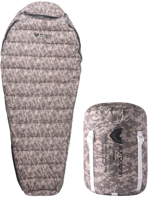 돌핀 헤비다운 거위털 침낭, 1개, 화이트카모