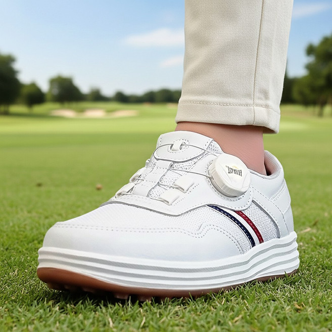 에버라스트 국산 소가죽 메쉬 다이얼 골프화 스파이크리스 골프 신발 필드용 연습용 실내 스크린 겸용 발편한 수제 운동화 미끄럼방지 여성 남성 골프신발