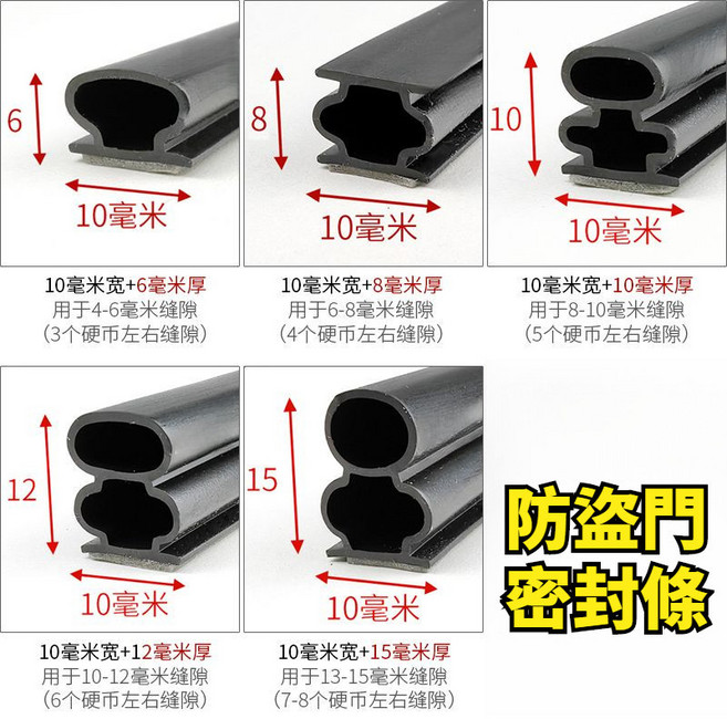 門縫密封條 隔音防風防塵條 自粘防撞門條 阻擋噪音門縫隔音條, 1個, 工字密封條【10*15mm】