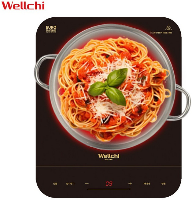 웰치 1구 인덕션 이동식 프리스탠딩 휴대용 전기레인지 전기렌지 캠핑 WEI-100PN