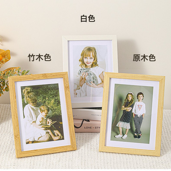 VANLUEE 簡約木質相框照片牆擺臺6寸a4影樓牀頭櫃 客廳, 1件, 6寸(10.2*15.3cm)不含卡紙白色1件