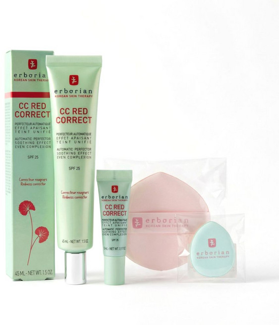 에르보리앙 CC 레드 코렉트 45ml+5ml 퍼프 듀오 증정 기획 [정품배송] erborian Korean skin therapy, 1개, 50ml
