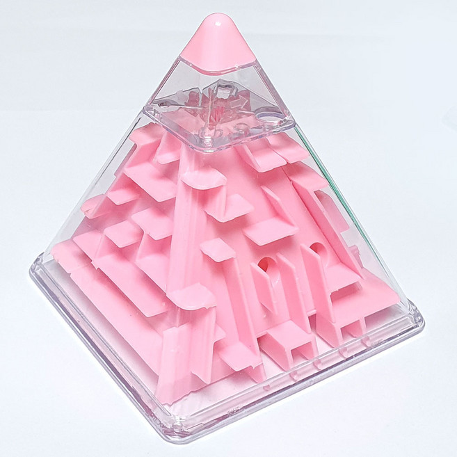 3D입체 미로찾기퍼즐 2종류 4색상/ 정6면체 피라미드 5면체 미로퍼즐 게임놀이완구 어린이선물 게임완구 순발력 지능개발 게임완구장난감, 3D피라미드 미로찾기퍼즐, 1개, 분홍, 1피스