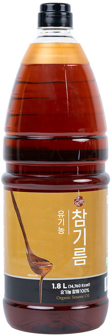 맛뜨락 유기농 통참깨 1회착유 유기농 참기름, 1개, 1.8L