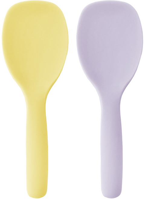 미니킨 국내생산 실리콘 미니 밥주걱 알뜰주걱 샐러드 서빙스푼, 레몬, 라일락, 1세트