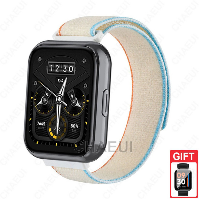 適用於 Realme Watch 5 3 Pro 錶帶 2 Pro S 尼龍透氣腕帶, 奶白色,Realme Watch 2/2Pro, 1個