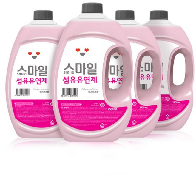 아토세이프 스마일 섬유유연제 핑크로즈향 본품, 4개, 2.5L