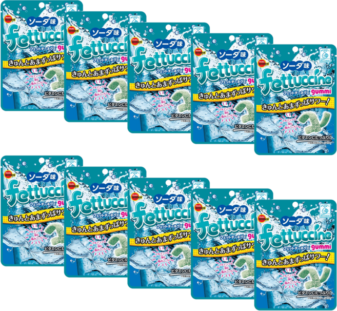 [10개세트 무료배송]일본과자 일본간식 브루봉 페투치니 구미 젤리 소다맛 팩형 고급과자, 50g, 10개