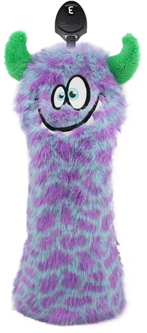 몬스터 자수 플러시 골프 드라이버 페어웨이 우드 유틸리티 헤드커버, Purple, 1개