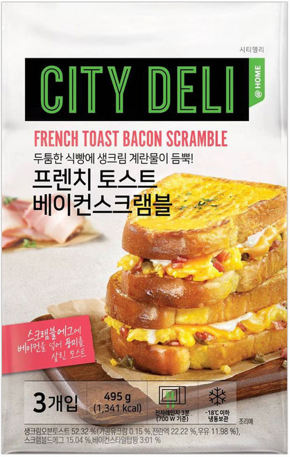 삼립 프렌치토스트 베이컨 스크램블 165gx3개입, 495g, 1개