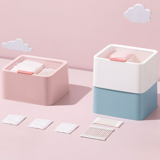 화장대 면봉 화장솜 수납정리함 악세사리 소품보관함, 3 소품정리함 블루_단일상품, 3-소품정리함-블루