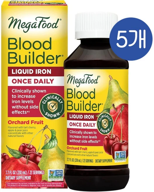 메가푸드 블러드빌더 액상 철분 원스데일리 MegaFood Blood Builder Liquid Iron, 5개, 230ml - 쿠팡