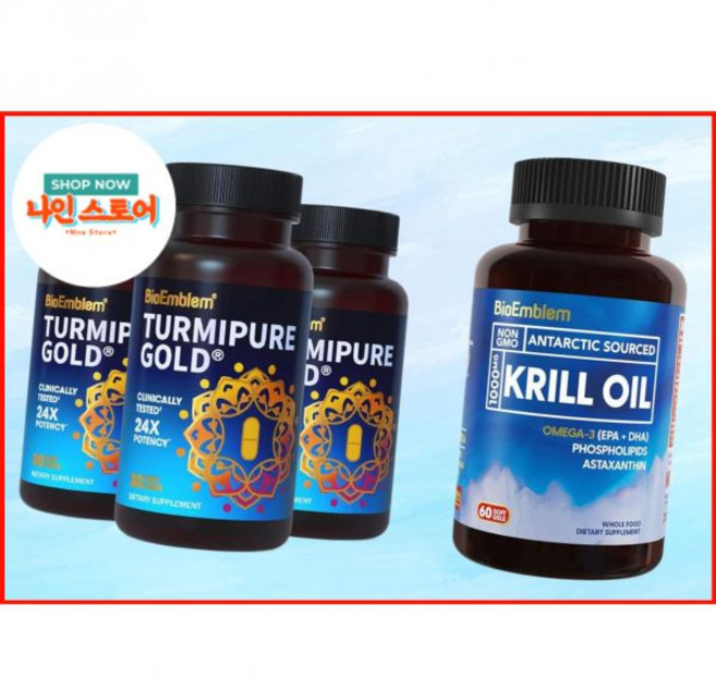 바이오엠블렘 남극 크릴 오일 강황 커큐민 터미퓨어 포함 관절 지원 건강한 미국내수, 바이오엠블렘 남극 크릴 오일 강황 커큐민 - 터미퓨어