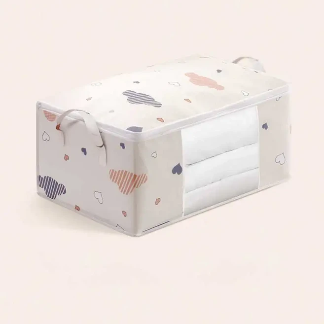 이불 보관 가방 다기능 방진 방습 대용량 의류 홈 이동 정리, 02 Beige-2, 01 55x35x25cm, 02 50L(55x35x25cm)