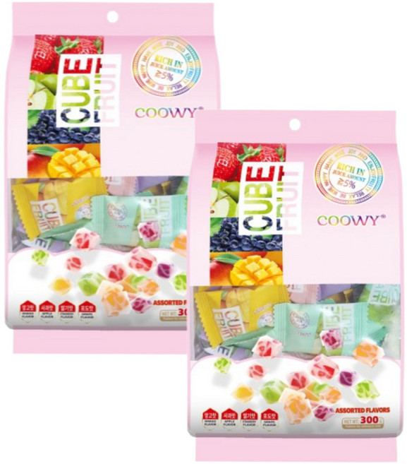 쿠위 큐브 후르츠 젤리, 2개, 300g