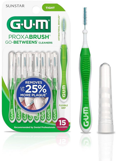 검 프록사브러시 고-베틴 - 타이트 치간 브러시 플라크 제거 을 위한 부드러운 칫솔질 교정기, 15 Count (Pack of 1)