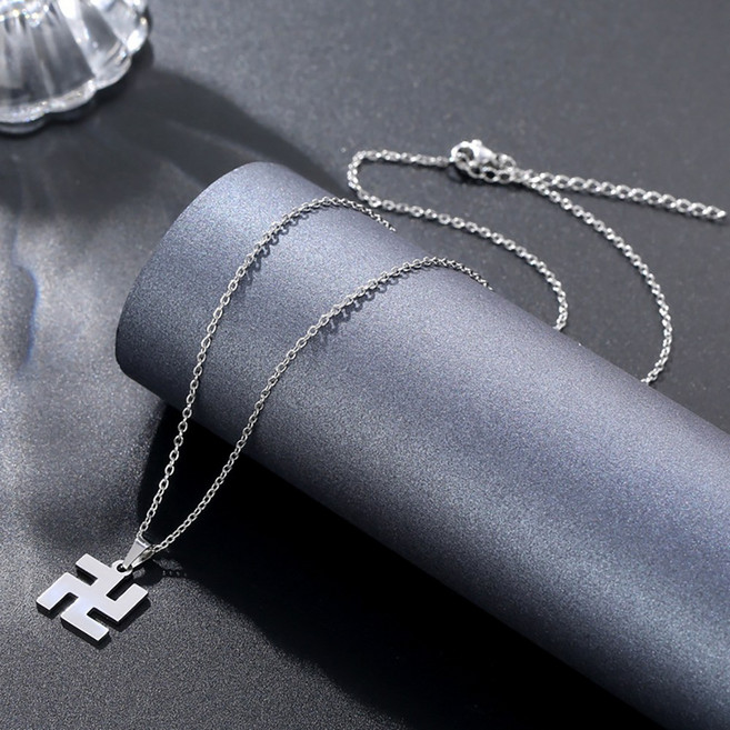 만자 불교 써지컬스틸 목걸이 행운 수호 부적 메탈 펜던트 남녀공용