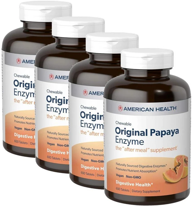 아메리칸헬스 오리지널 파파야 다이제스티브 엔자임 츄어블 American Health Original Papaya Enzyme, 4개, 600정 - 쿠팡