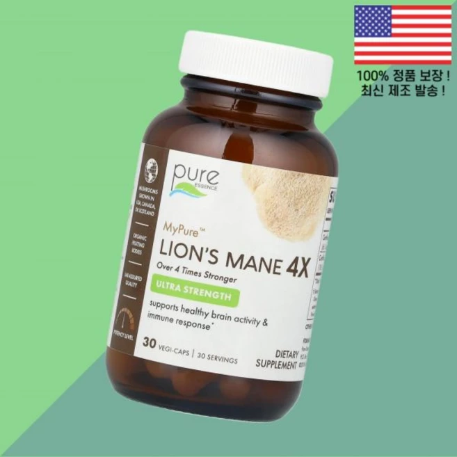 퓨어 에센스 마이퓨어 4X 울트라 스트렝스 식물성 베지캡슐 30정 Pure Essence MyPure Lion's Mane Ultra Strength 30 Vegi Caps - 쿠팡