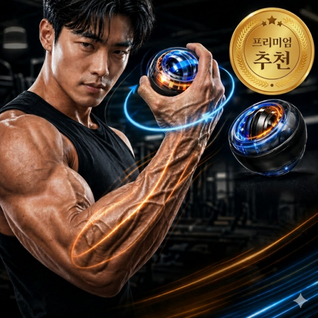 루샤온 자이로볼 손목 전완근 운동기구 파워볼, 1개, 퓨어 블랙