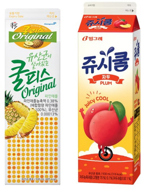 쿨피스+쥬시쿨 930ml 음료모음/쿨피스파인애플4개+쥬시쿨자두4개/냉장무배, 4개