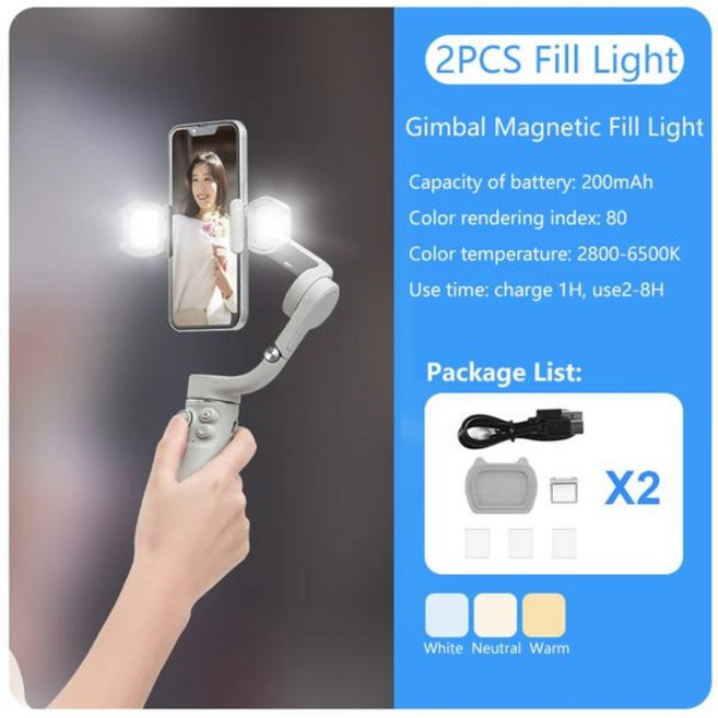 STARTRC Osmo 모바일 7 필 라이트 마그네틱 LED 조명 DJI OM 6 4 5 SE Insta360 용 충전식 휴대용 안정기 액세서리, 01 2PCS Fill Light, 1개
