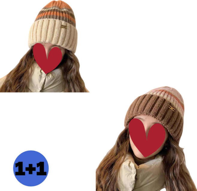 Makone 여성 겨울 스쿨핏 니트 모자 방한 1+1 비니