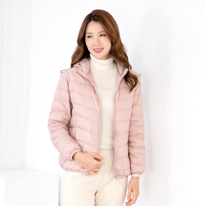 모슬린 엄마옷 후드 베이직 오리털 경량패딩점퍼 511FGH145 마담/중년여성/빅사이즈/50대/60대
