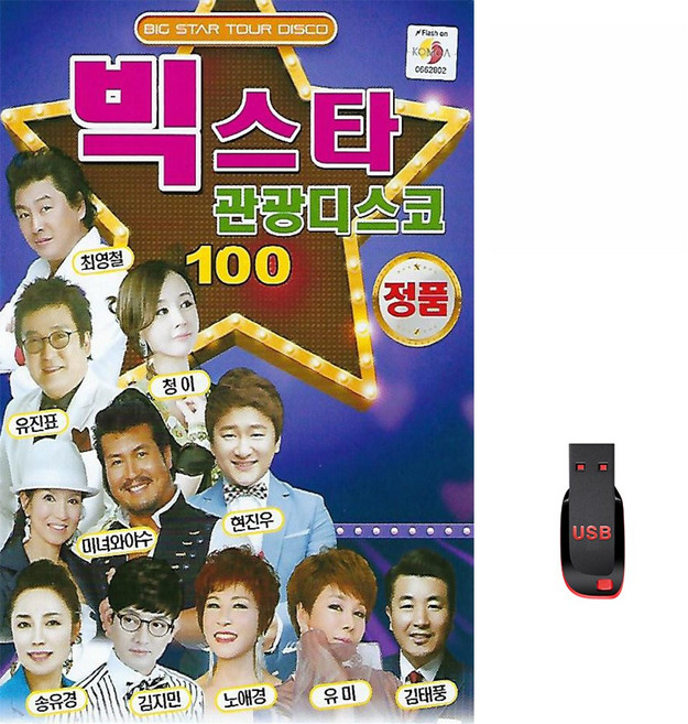 빅스타 관광디스코 100곡 USB메모리 라디오 mp3 트로트 가요 최영철 유진표 김지민 청이, 1개