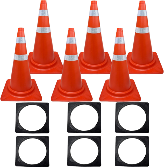 신도산업 칼라콘 주차금지 안전, 오렌지 + 블랙, 6세트