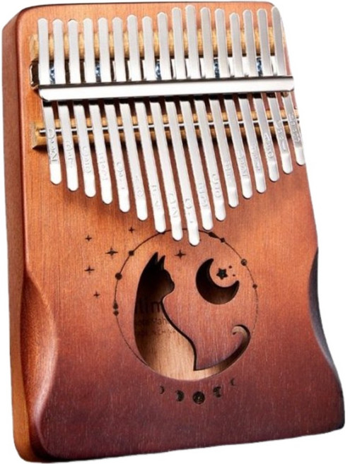 zani 三好禮 拇指琴手指琴 kalimba姆指琴 卡林巴 拇指鋼琴樂器 入門樂器 鐵片琴, 桃花心木月亮貓咖啡-17音