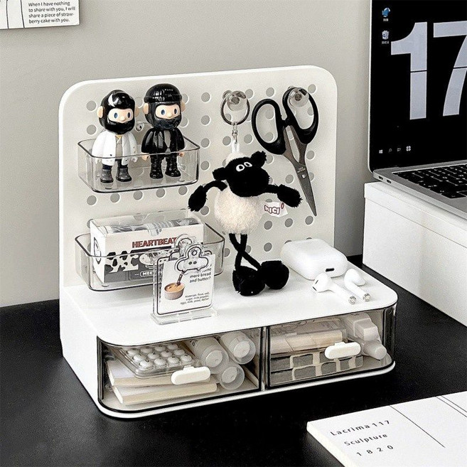 타공판 데스크탑 스탠딩 수납 선반 책상 정리 수납H333, 흰색, 1개