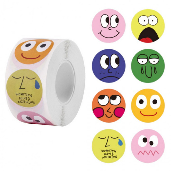 500PCS 얼굴 표정 이모티콘 스티커, 1세트, 혼합(S6179) 500매입