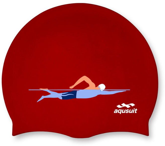 국내생산 아퀴스트 디자인 수영 모자 실리콘 수모, 스위밍맨, (단종)레드, 1개