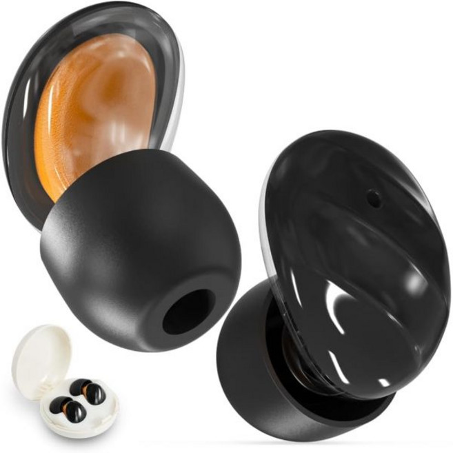 【1.9g（片耳）超軽量】BEGALO DeepMute 耳栓 睡眠用 遮音 睡眠グッズ ノイズキャンセリング 24dB ノイズ低減 リラックス フィット感 睡眠 騒音対策 いびき対策 飛行機 旅, 검정, 1, 1