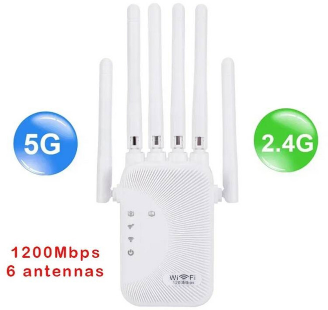 위성와이파이기기 휴대용 스마트 포켓 2.4G/5GWiFi 듀얼 밴드 1200Mbps 리피터 WiFi 증폭기 무선 신호 범위 확장기 라우터 가정용 장거리 부스터, 미국 플러그, 1개
