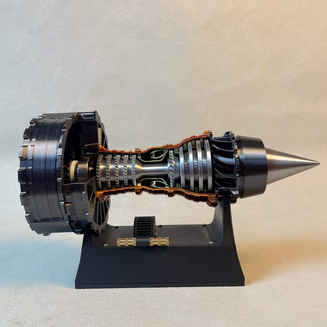 渦扇發動機模型 迷你科學實驗噴氣式引擎桌面擺件, 1個, 渦扇款發動機模型【升級款強風力】調速帶燈散件（轉速 3000 轉/分鐘)