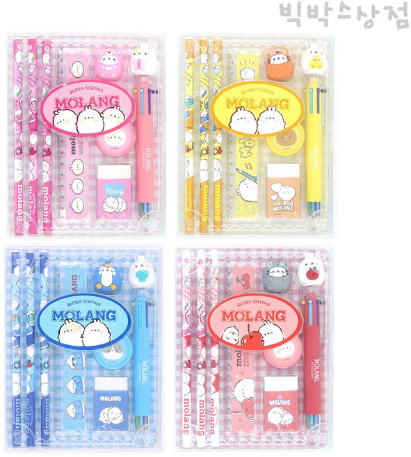 5000 몰랑 케이스 문구세트 1p 최신상 몰랑이 입학 학용품세트 초등학생 단체선물 어린이집 캐릭터 볼펜 연필 자 지우개, 여아용(레드 핑크)중 랜덤발송