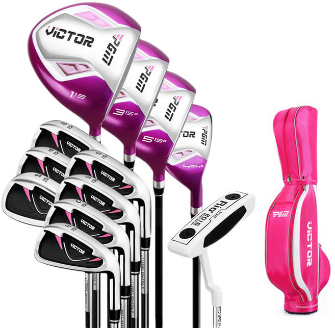 PGM 빅터 남성 여성 골프채 풀세트 스틸 카본 골프클럽 캐디백포함, 여성용 카본 12P