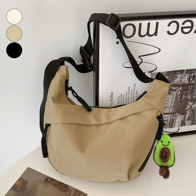 제이두두 남여공용 크로스백 에코백 대용량 반달백 슬링백 가벼운 여행용 가방 +키링세트