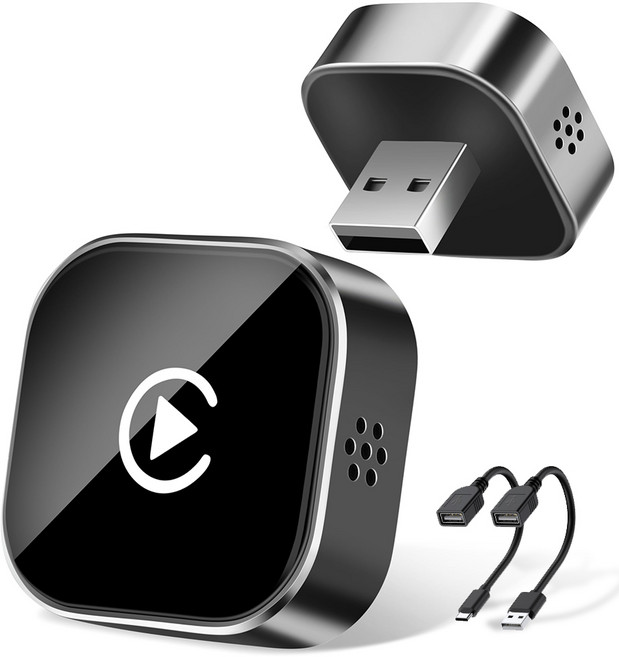 민루플 무선 미니 안드로이드 오토 애플 카플레이 2in1 플러그 앤 플레이 카플레이모니터 어댑터, 블랙