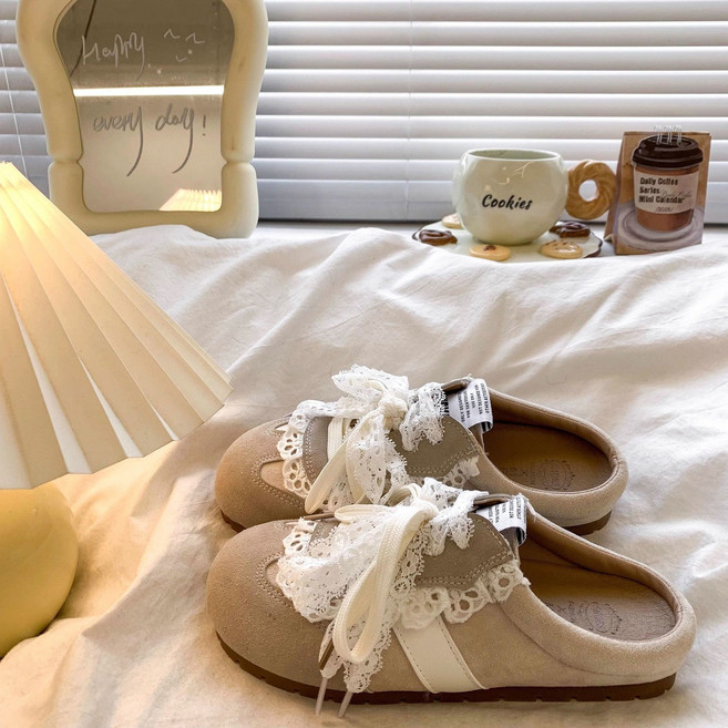 여성 봄 겨울 버켄슈토크 스타일 레이스 슬리퍼 운동화