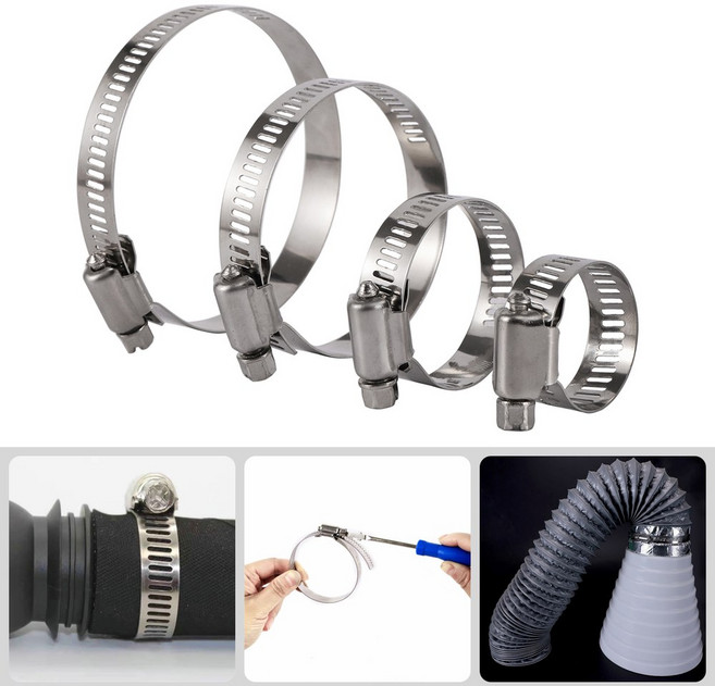 1PC 13 311MM 기어 조정 스틸 호스 패스너 파이프 클램프 클립 트라이 튜브 드라이브 워터 스프링 가능한 고정 스테인레스, Diameter 105-127mm, 1개