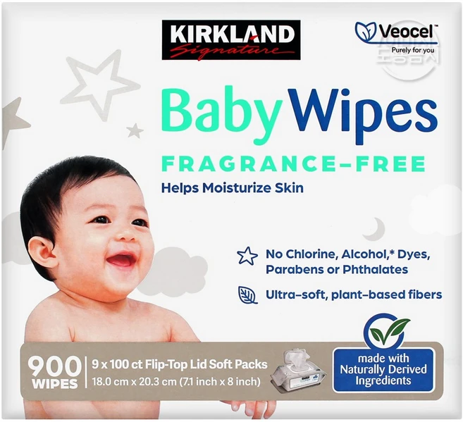 커클랜드 시그니처 유아물티슈 100매 X 9팩, 9개, 65g - 쿠팡