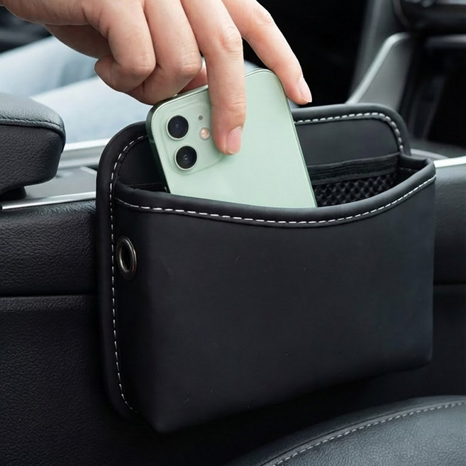 다온모아 차량용 보관함 부착 수납 포켓, 블랙, 1개